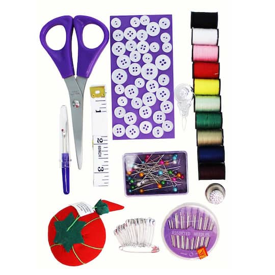 Assorted Deluxe Sewing Kit in Vinyl Zipper Pouch